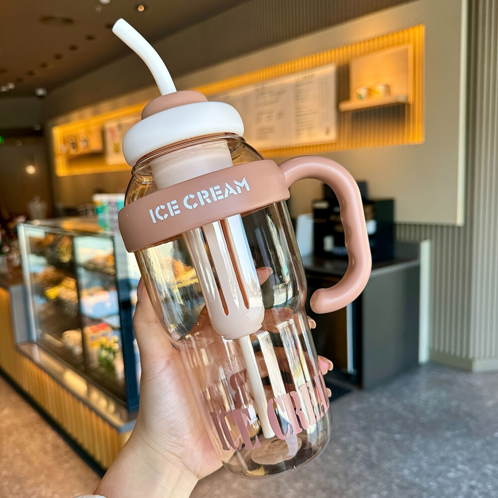 (Coffee) Clear Water Bottle With Handle And Straw, Large Capacity Water Cup With Filter