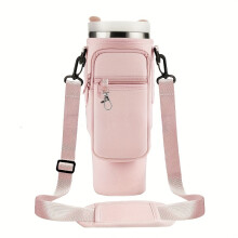 (Rose Color) Water Bottle Carrier Bag With Phone Pocket, Suitable For Tumbler With Handle For Stanley 40oz