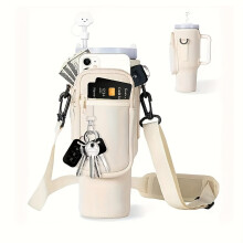 (Ivory White) Water Bottle Carrier Bag With Phone Pocket, Suitable For Tumbler With Handle For Stanley 40oz