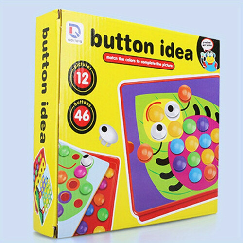 (A) Button Art Mosaic Pegboard for Toddlers - Fun and Educational Crafts Activity Game