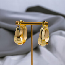 (Gold) Simple Exaggerated Geometric Circular Earrings, Trendy Earrings For Men