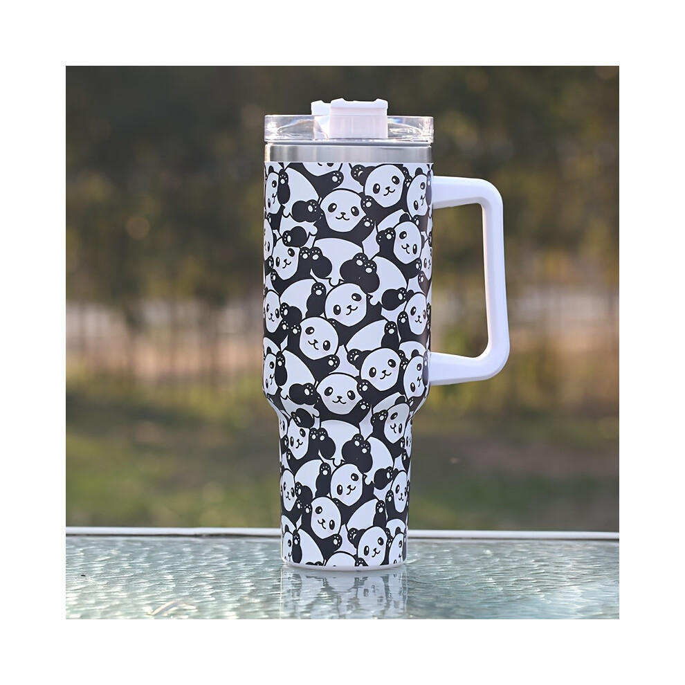 (A Group Of Pandas) Stainless Steel Insulated Tumbler With Handle,Portable Vacuum Insulated Water Cup