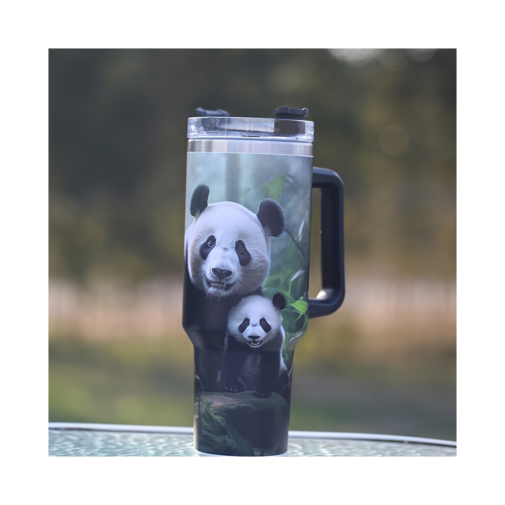 (Panda Parent-child) Stainless Steel Insulated Tumbler With Handle,Portable Vacuum Insulated Water Cup