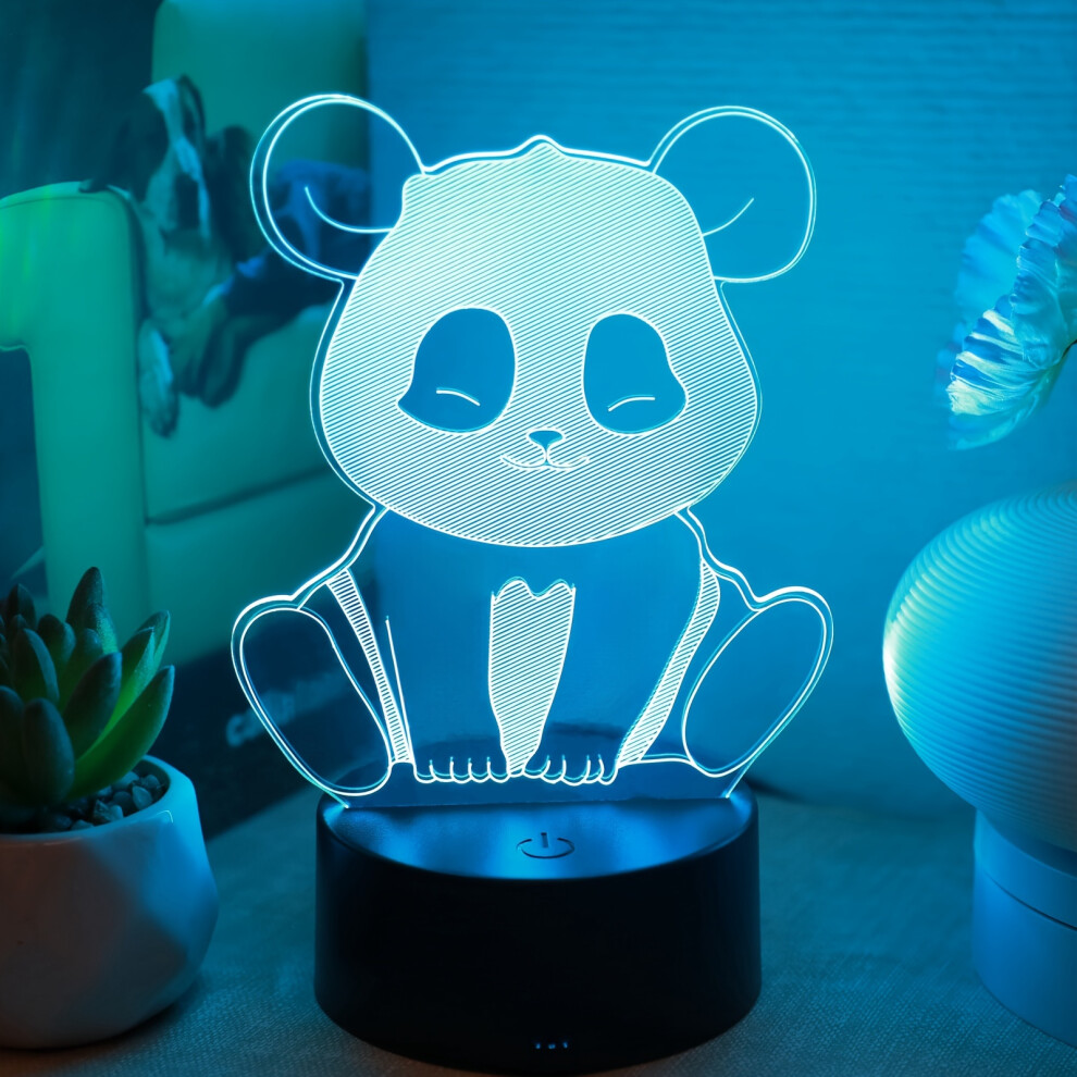 (1pc Plug-in Touch Seven-color Panda 3D Night Light) 7-Color Gradient Panda 3D Night Light - Plug-In, Bedroom Atmosphere Light