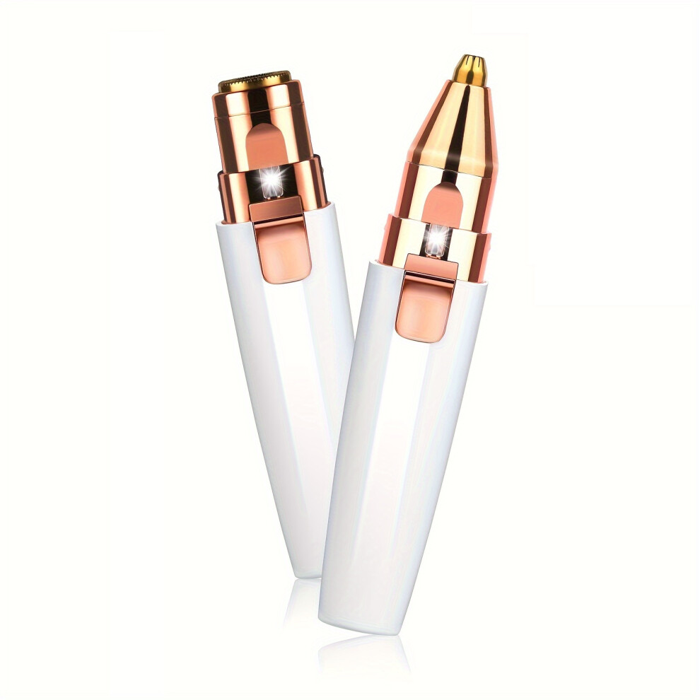 Flemye White (White) Eyebrow Trimmer, 2 In 1 Eyebrow Razor Painless Hair Remover