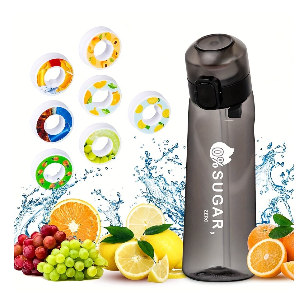 (Black) 650mL Fruit Aroma Drinking Bottle With 1 Flavor Po, Ideal For Fitness, Outdoor