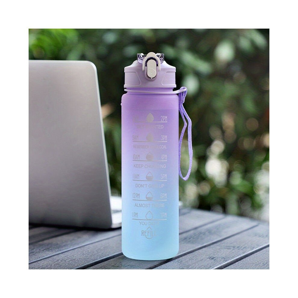 Closkye (Violet) Motivational Water Bottle With Time Marker & Straw - Bpa-Free & Leakproof 750Ml