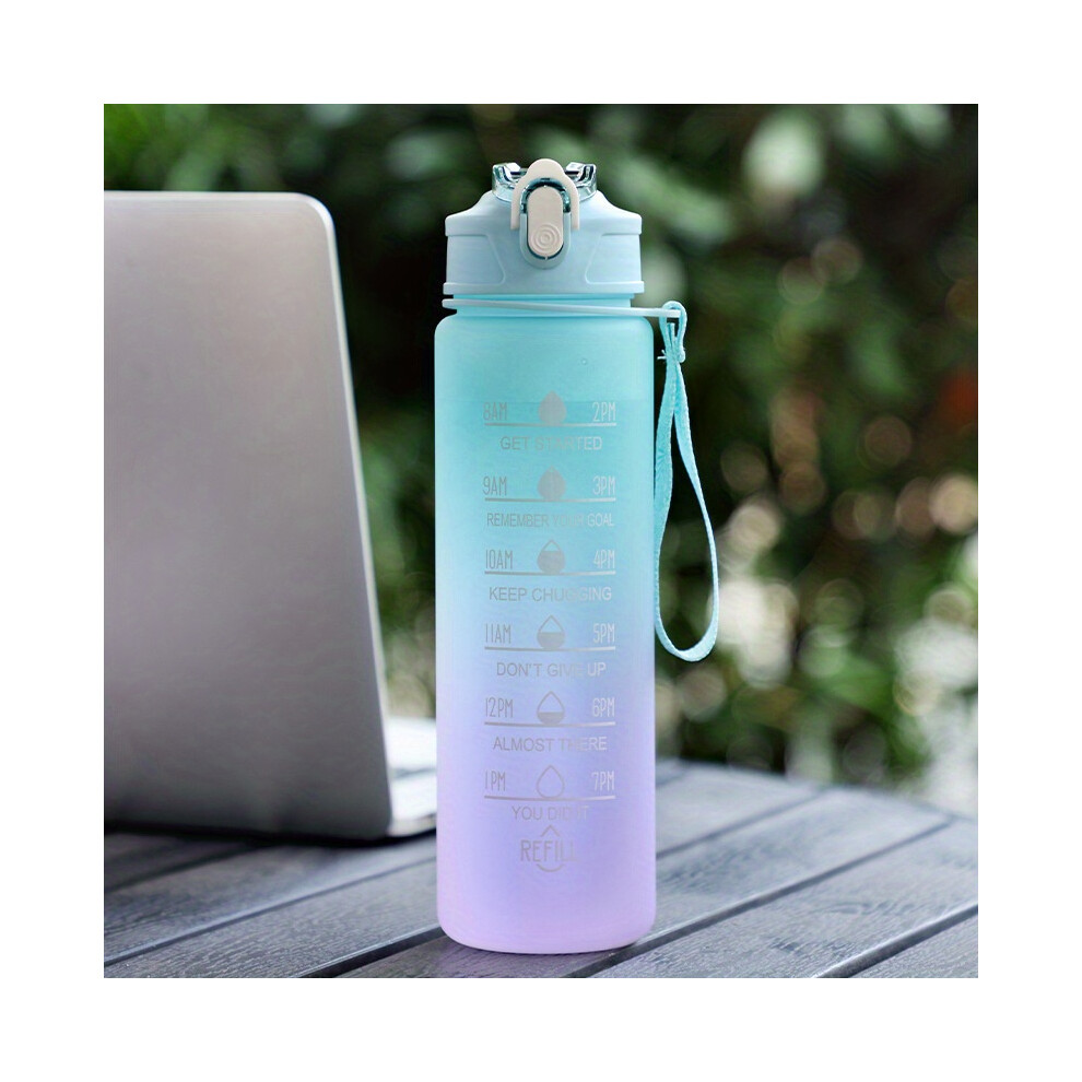 Closkye Green (Light ) Motivational Water Bottle With Time Marker & Straw - Bpa-Free & Leakproof 750Ml