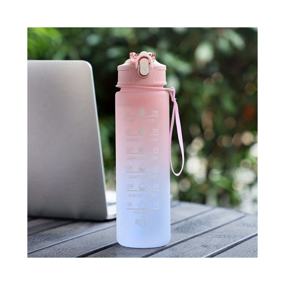 Closkye Pink (Pink) Motivational Water Bottle With Time Marker & Straw - Bpa-Free & Leakproof 750Ml