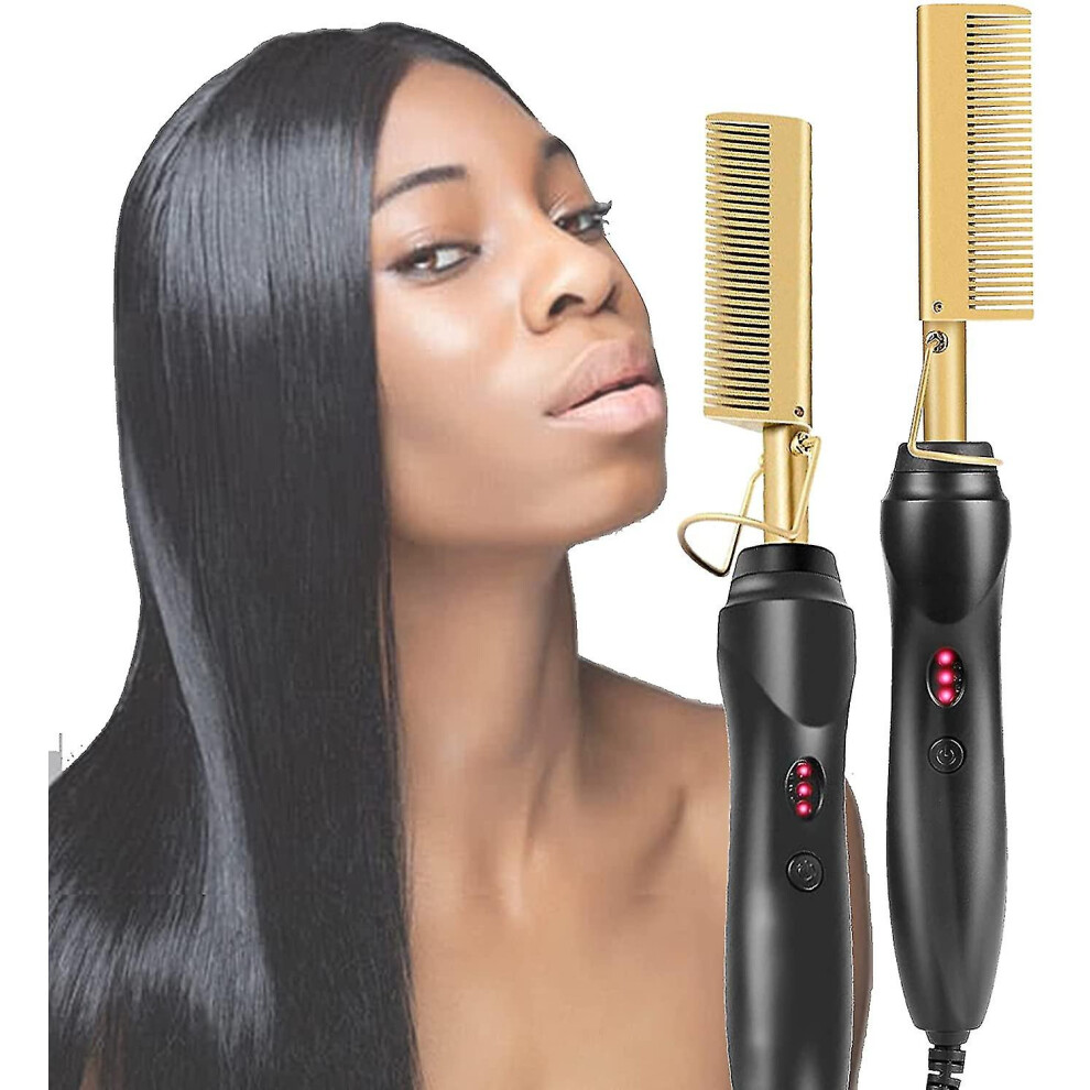 Hot Comb Straighteners, Electric Hair Straightener For Thick Afro Hair, Wig, Beard, Hot Anti-scald Portable Curling1pc-h
