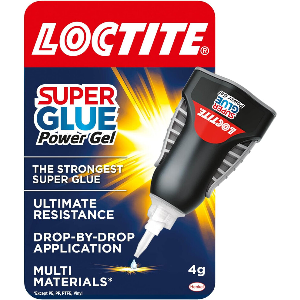 Loctite Super Glue Power Gel Flexible Super Glue Gel, Superglue Non-Drip Formula Vertical Applications Clear Glue with Precise Nozzle 1x4g