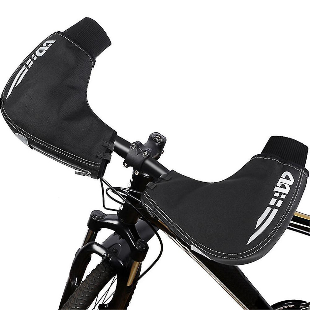 (Black) 1 Pair Of Bicycle Handlebar Warm Gloves Windproof Motorcycle Mittens Cold Weather Hand Warmers For Black 9033322162164