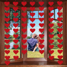 72 Red Hearts Felt Garland - No Diy - Valentines Day Red Heart Hanging String Garland - Valentines Day Decor - Valentine Decorations - Valentines Wedd