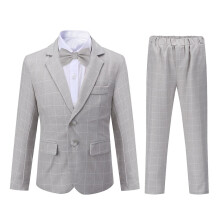 (Grey, 100CM) Sliktaa Boys Suits Toddler Tuxedo Set Ring Bearer Outfit Dress Clothes