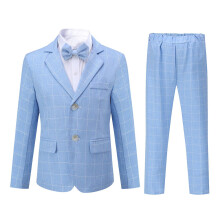(Blue, 120CM) Sliktaa Boys Suits Toddler Tuxedo Set Ring Bearer Outfit Dress Clothes