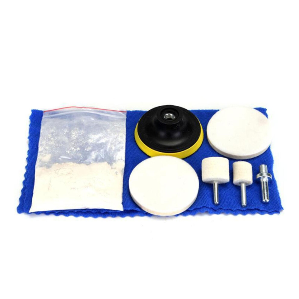 8Pcs Glass Polishing Kit 70G Cerium Oxide Powder With Felt Wheel For Scratched Windows, Mirrors, And Car Headlights 9171363009335