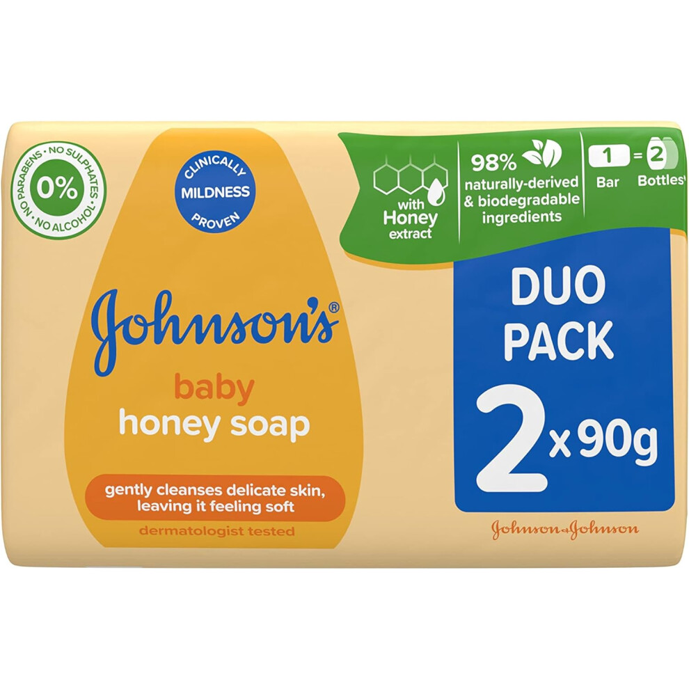 Johnson's Baby Honey soap Duo, Yellow, 90 g (Pack of 2)