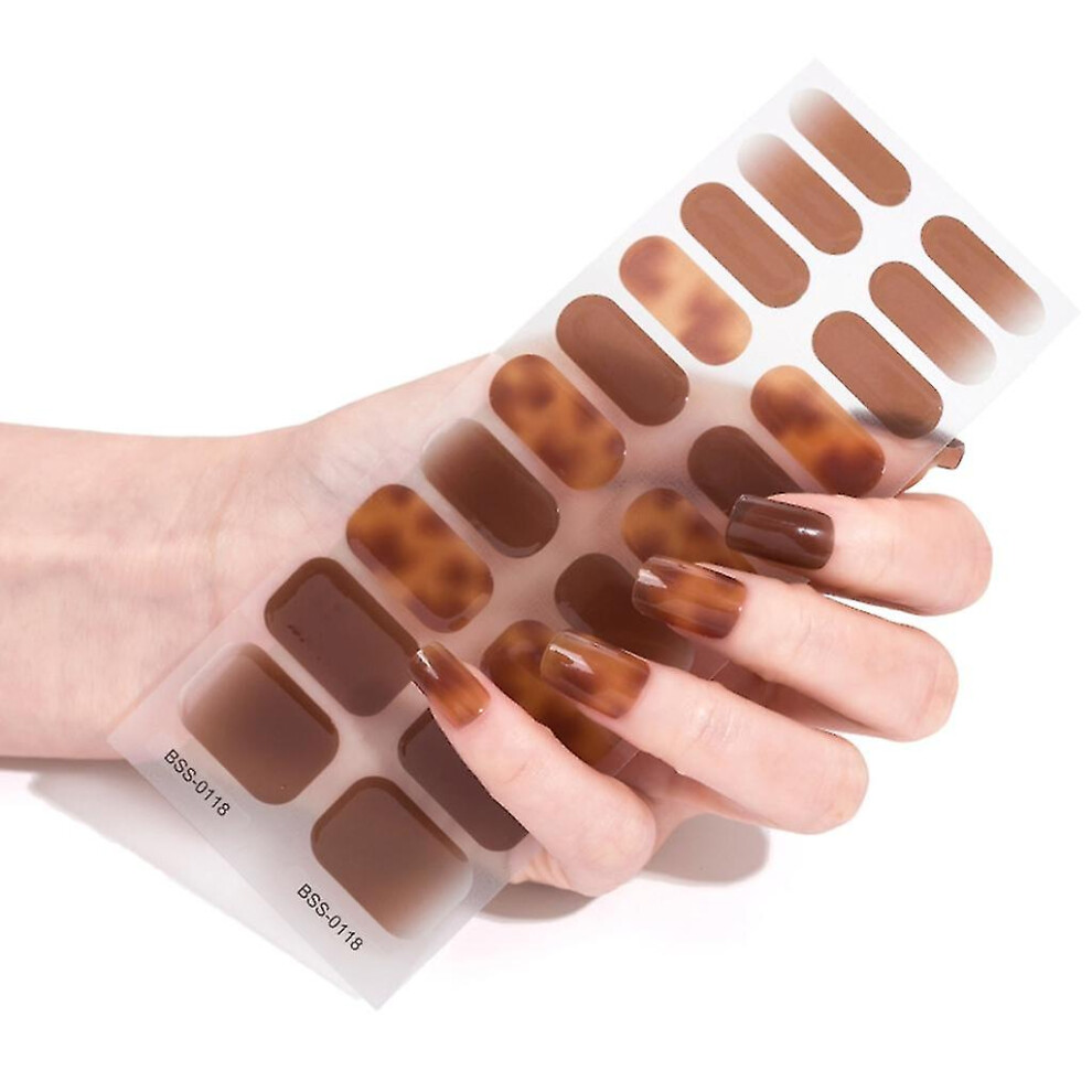 (BSS0118) Semicured Gel Nail Stickers Uv/led Lamp Required 20pcs Gel Nail Polish Wraps