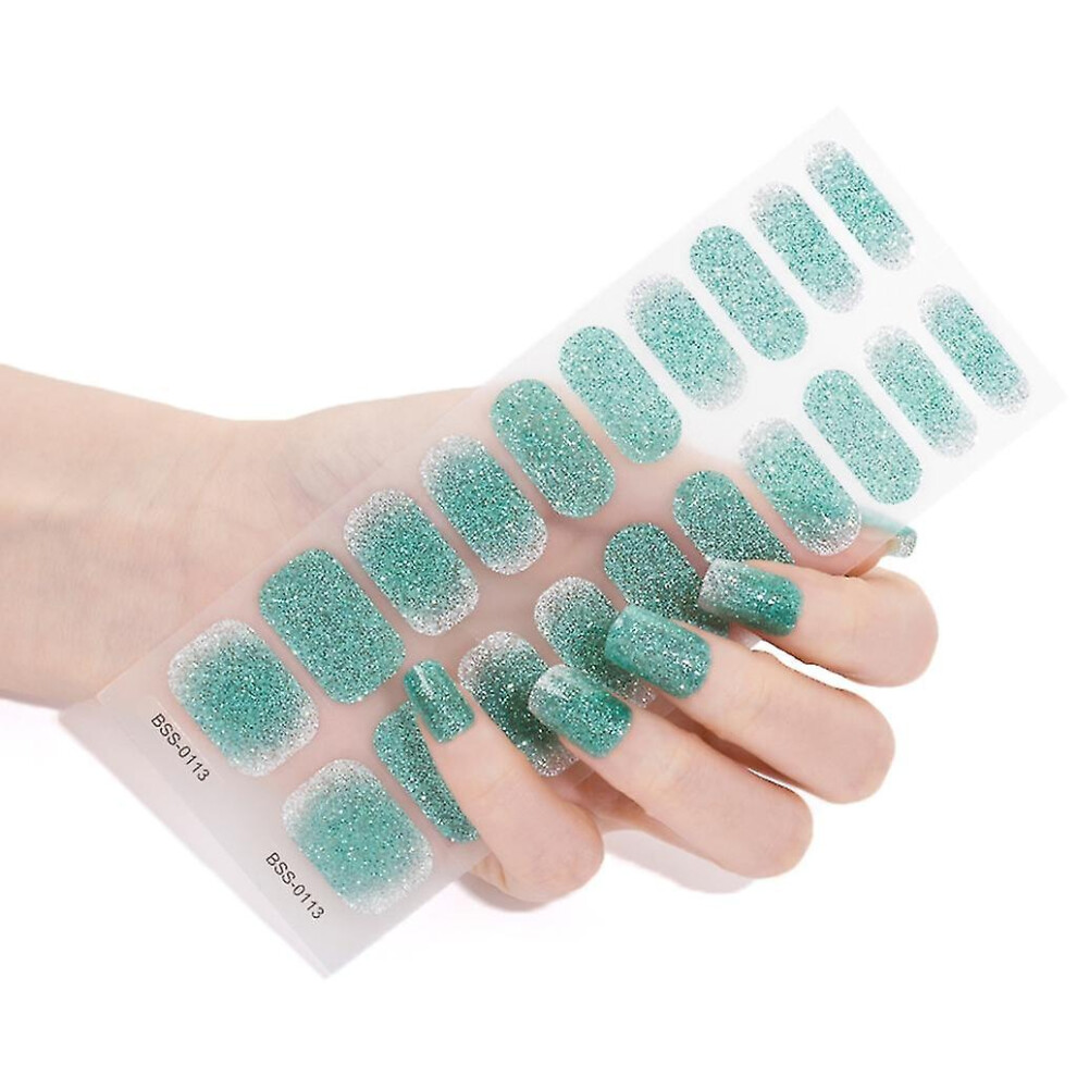 (BSS0113) Semicured Gel Nail Stickers Uv/led Lamp Required 20pcs Gel Nail Polish Wraps