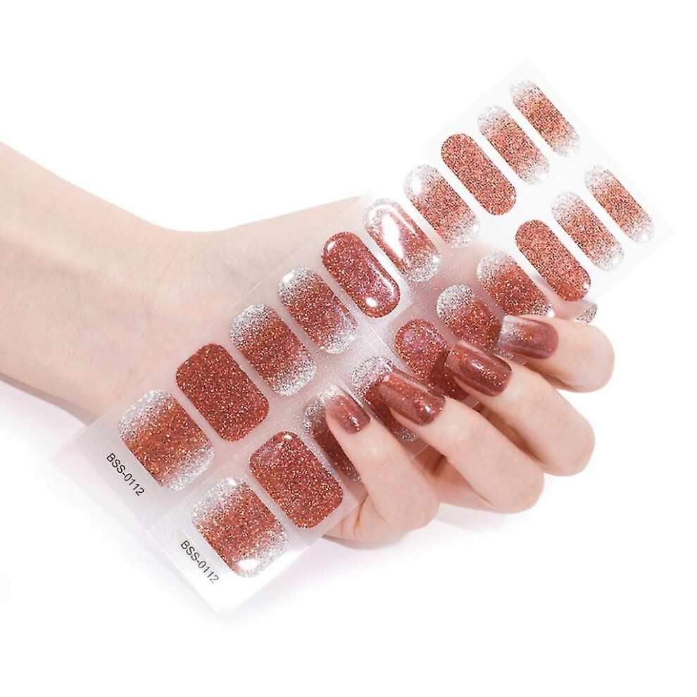(BSS0112) Semicured Gel Nail Stickers Uv/led Lamp Required 20pcs Gel Nail Polish Wraps