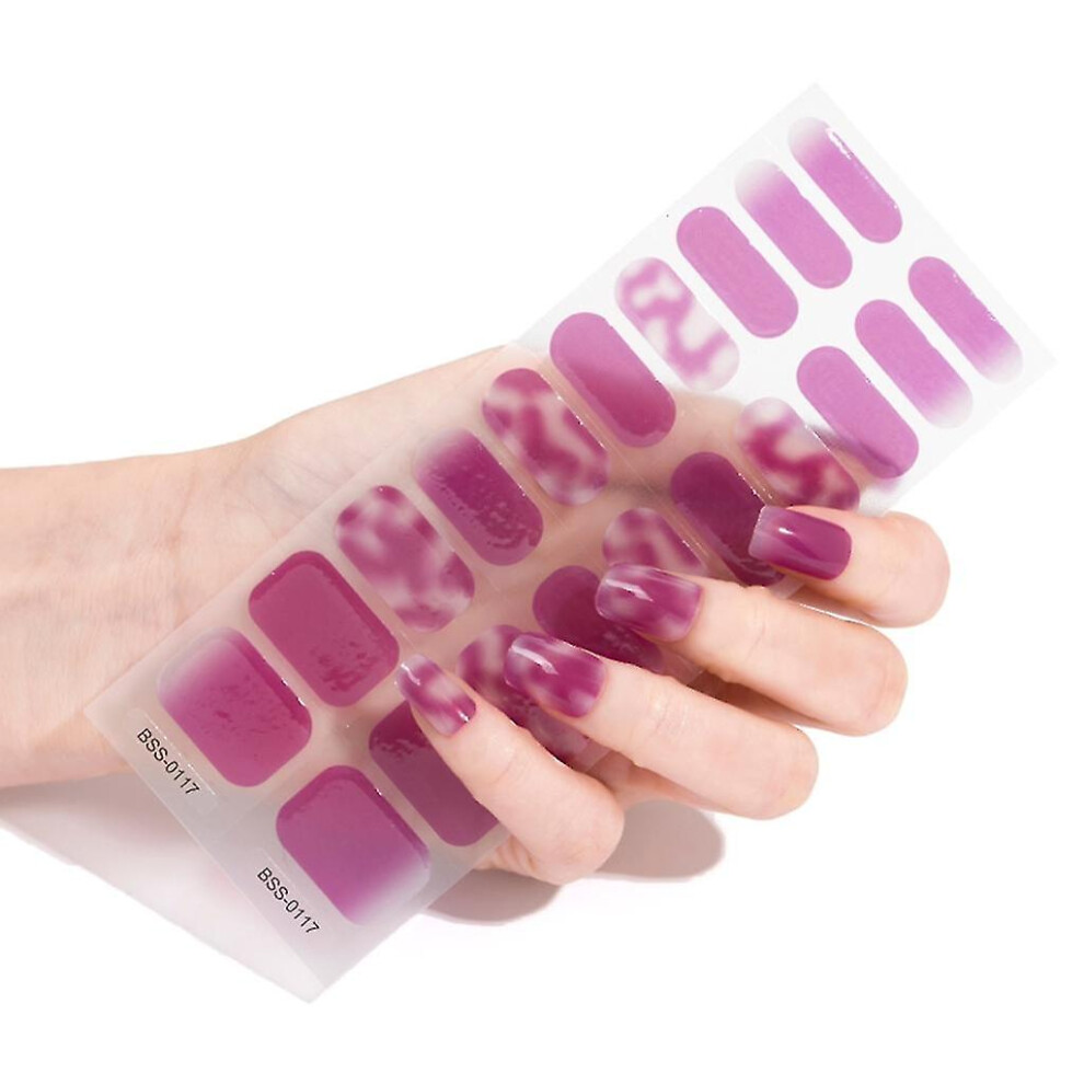 (BSS0117) Semicured Gel Nail Stickers Uv/led Lamp Required 20pcs Gel Nail Polish Wraps