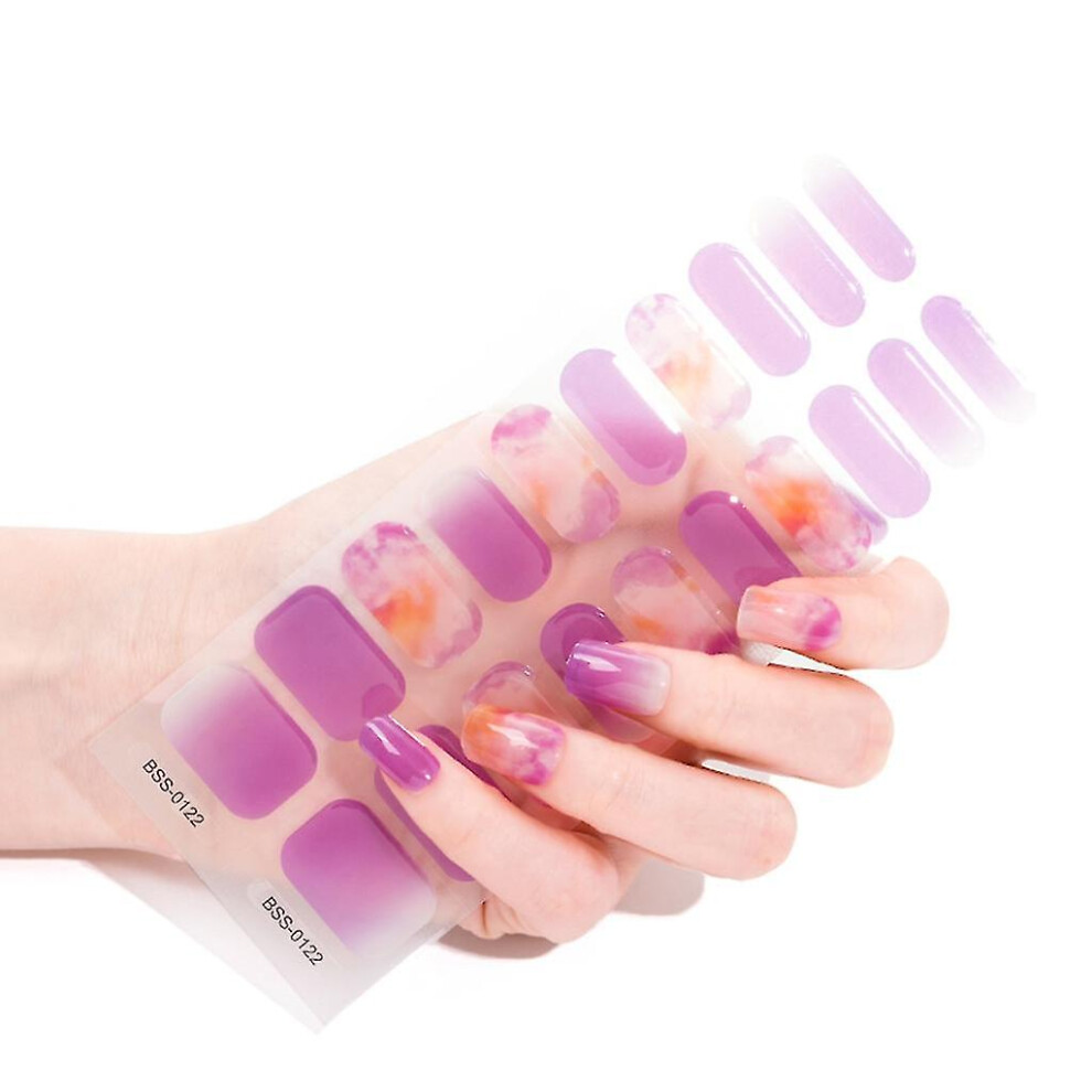 (BSS0122) Semicured Gel Nail Stickers Uv/led Lamp Required 20pcs Gel Nail Polish Wraps