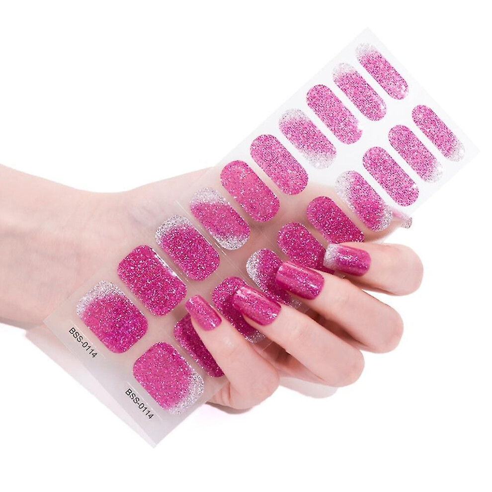 (BSS0114) Semicured Gel Nail Stickers Uv/led Lamp Required 20pcs Gel Nail Polish Wraps