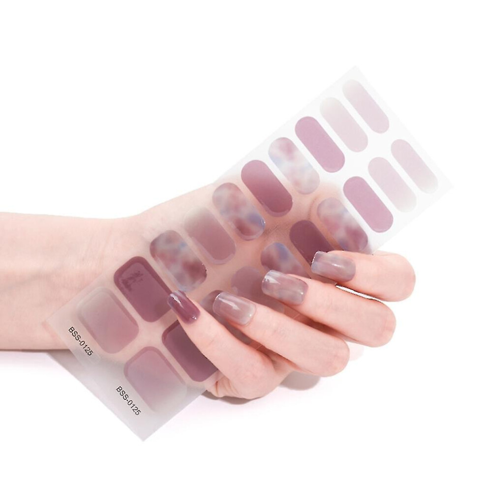 (BSS0125) Semicured Gel Nail Stickers Uv/led Lamp Required 20pcs Gel Nail Polish Wraps