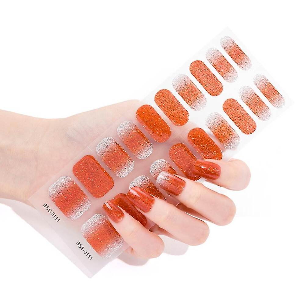 (BSS0111) Semicured Gel Nail Stickers Uv/led Lamp Required 20pcs Gel Nail Polish Wraps