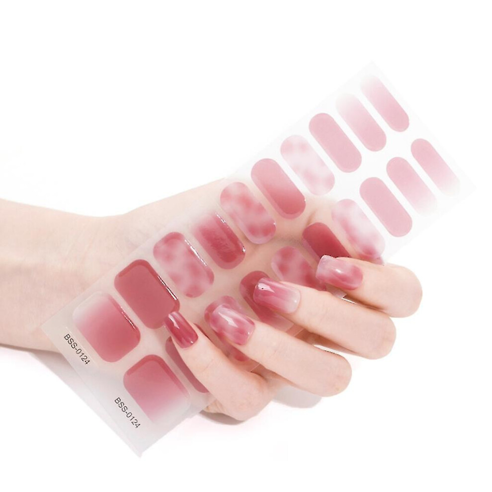 (BSS0124) Semicured Gel Nail Stickers Uv/led Lamp Required 20pcs Gel Nail Polish Wraps