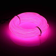 (Pink) 10m El Led Flexible Soft Tube Wire Neon Glow Car Rope Strip Light Xmas