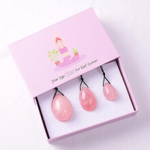 (Pinkbox) Natural Jade Yoni Egg Set Vaginal Tightening Egg Kegel Exerciser-pink