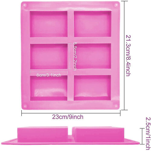 2 Pack Silicone Soap Molds, 6 Cavities Silicone Baking Mold Cake Pan 2