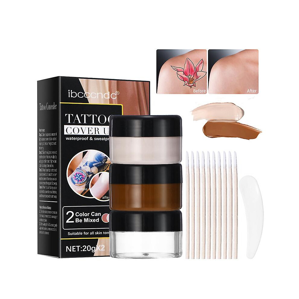 Tattoo Cover Up, Tattoo Cover Up Makeup Waterproof, 2 Colors Waterproof Concealer