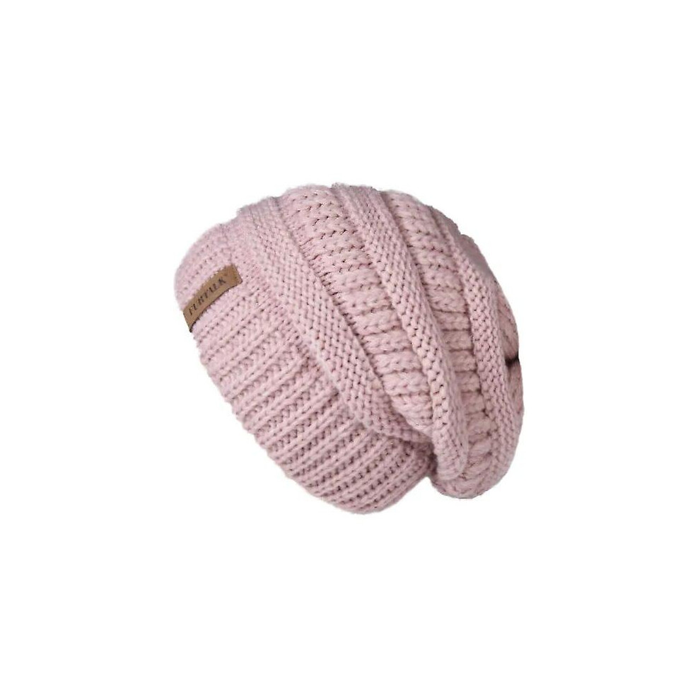 (Pink) Furtalk Slouchy Beanie Winter Hat For Women Knitted Warm Fleece Lining Hat For Female Skullies Beanies Red Yellow Black Grey Cap-image-OPC-PDRFBFF-NEW