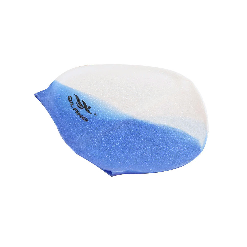 (Colourful-9) 2024 Silicone Swimming Cap Adults Waterproof Summer Swim Pool Cap Elastic Protect Ears Long Hair Colorful Diving Hat