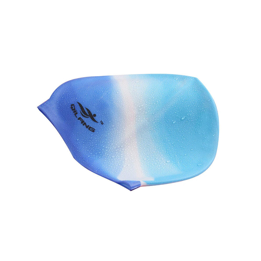 (colourful-7) 2024 Silicone Swimming Cap Adults Waterproof Summer Swim Pool Cap Elastic Protect Ears Long Hair Colorful Diving Hat