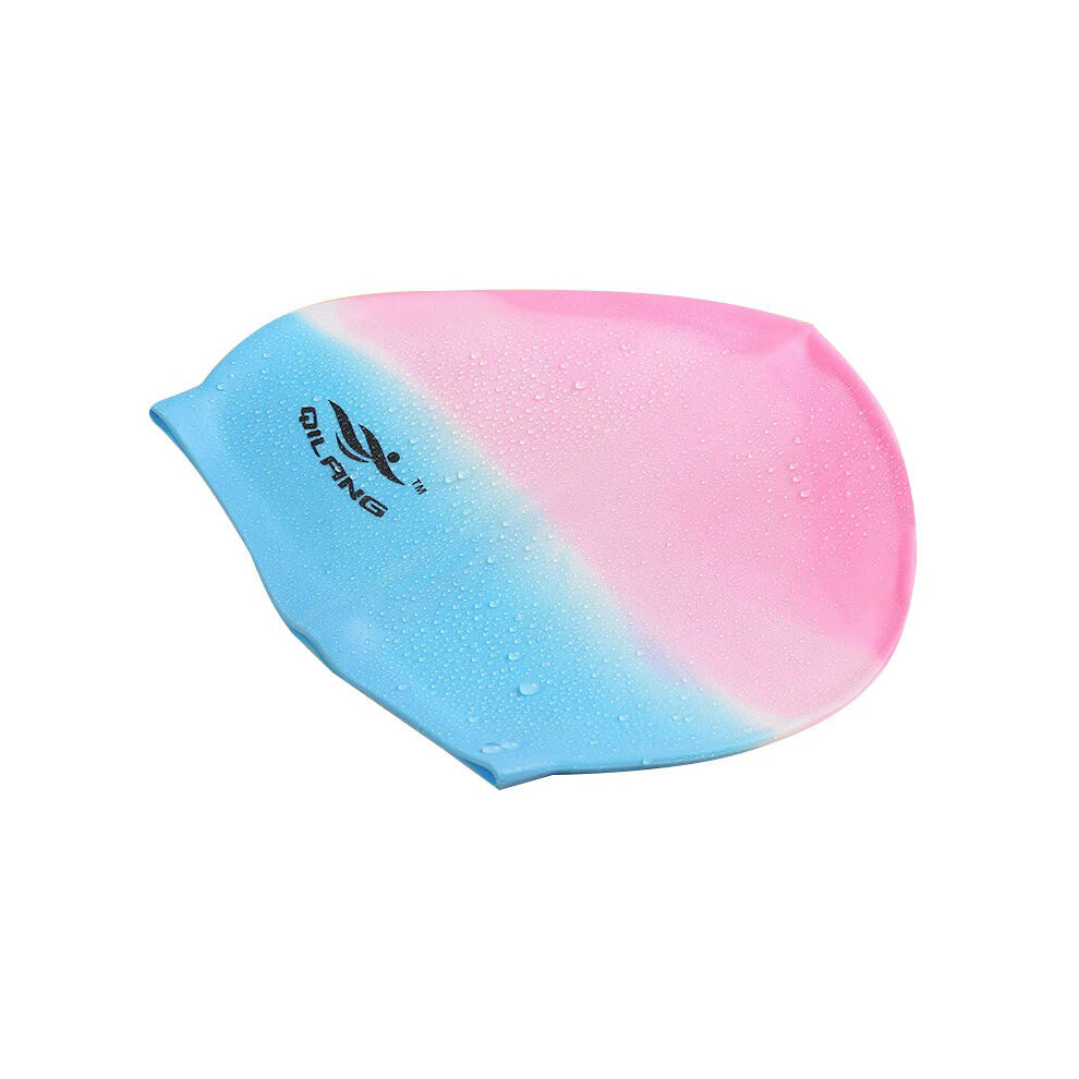 (Colourful-8) 2024 Silicone Swimming Cap Adults Waterproof Summer Swim Pool Cap Elastic Protect Ears Long Hair Colorful Diving Hat