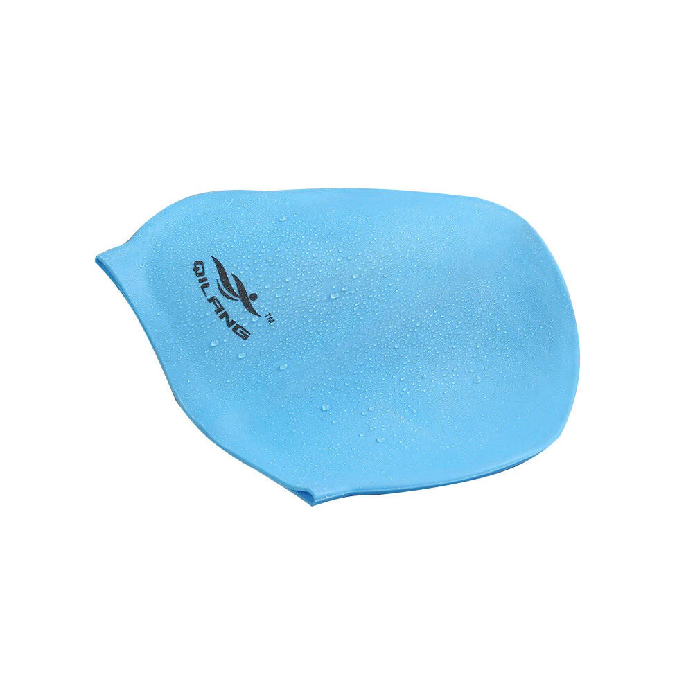 (Blue) 2024 Silicone Swimming Cap Adults Waterproof Summer Swim Pool Cap Elastic Protect Ears Long Hair Colorful Diving Hat