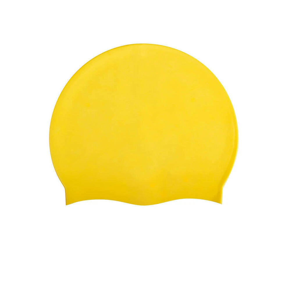 (Yellow) Silicone Swimming Caps for Women Waterproof Men Swim Cap Latex Cover Ears Protection Large Diving Hat High Elastic Swim Pool Hat