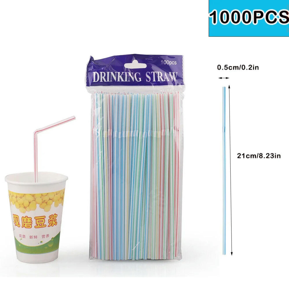 (stripe 1000Pcs) 50/3000/6000Pcs Multicolor Drinking Rietjes Straw Milk Tea Bar Party Kunststof Drinking Wedding Kitchen Beverage Straw Wholesale