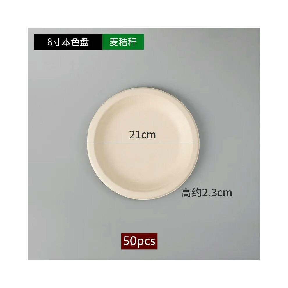 (B3, 50pcs) 50pcs Degradable Disposable Plates Company Family Gathering Dinner Plate and Bowl Thickened Paper Tableware Kitchen Accessories