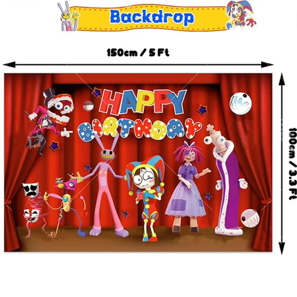 (1pcs backdrop) The Amazing Digital Circus Disposable Party Cutlery Combination Cup Napkins Table Cloth Balloon Kid Birthday Party Decor Toys