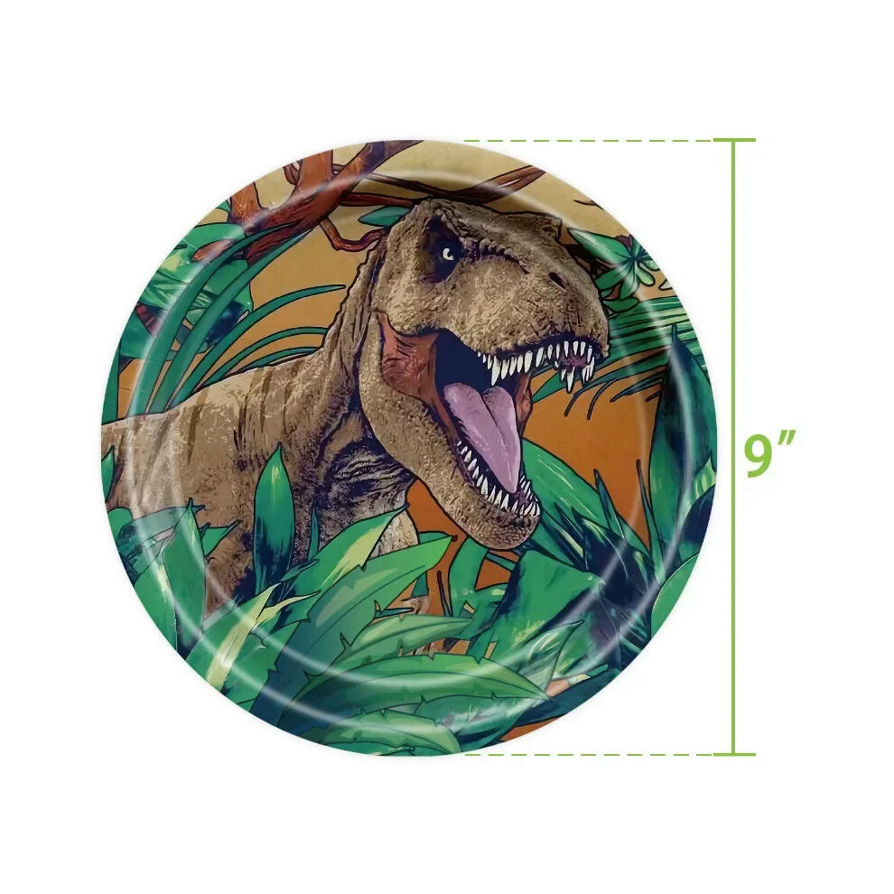 (24pcs 9in plate) Disney Children's Birthday Party Dinosaur Theme Disposable Dinner Plate Party Cutlery Set