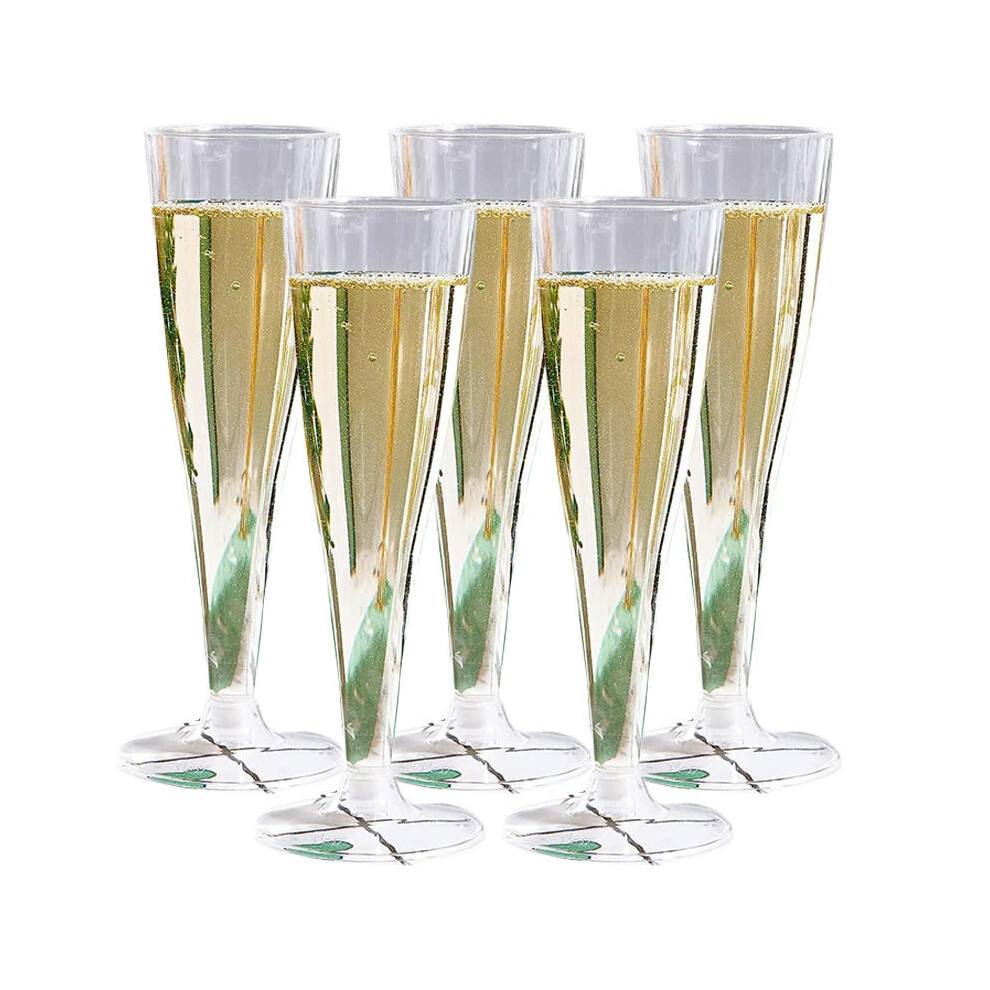 (06) 5pcs 4.5OZ/135ml Plastic Champagne Flutes Disposable Goblet Clear Cocktail Red Wine Glasses Wedding Party Cocktail Cup Supplies