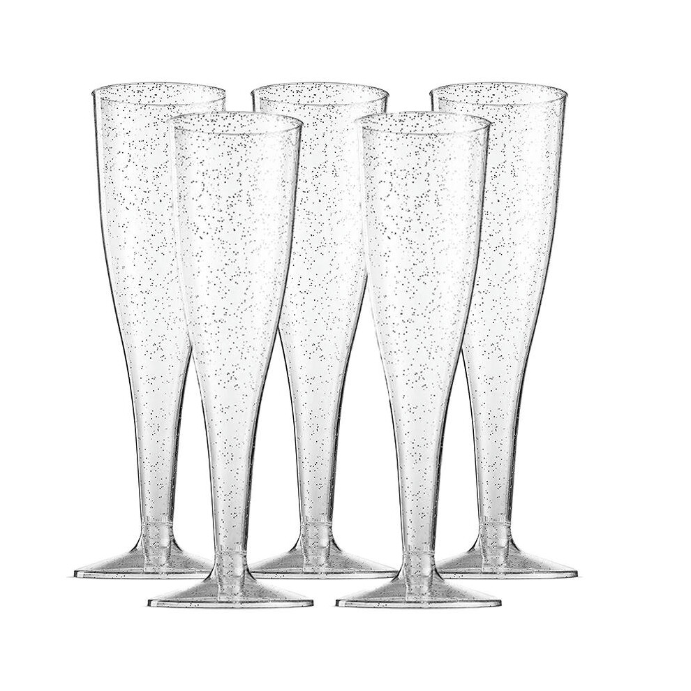 (02) 5pcs 4.5OZ/135ml Plastic Champagne Flutes Disposable Goblet Clear Cocktail Red Wine Glasses Wedding Party Cocktail Cup Supplies