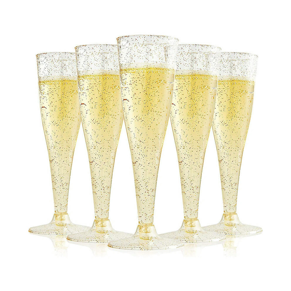 (01) 5pcs 4.5OZ/135ml Plastic Champagne Flutes Disposable Goblet Clear Cocktail Red Wine Glasses Wedding Party Cocktail Cup Supplies