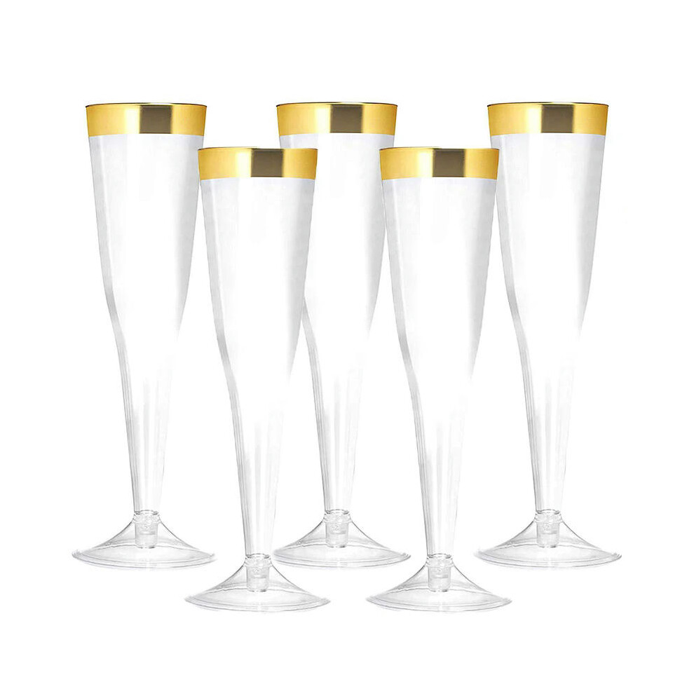 (05) 5pcs 4.5OZ/135ml Plastic Champagne Flutes Disposable Goblet Clear Cocktail Red Wine Glasses Wedding Party Cocktail Cup Supplies