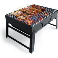 BBQ Barbecue Grill, Portable Folding Charcoal Barbecue Desk Tabletop Outdoor Stainless Steel Smoker BBQ for Picnic Garden Terrace Camping Travel