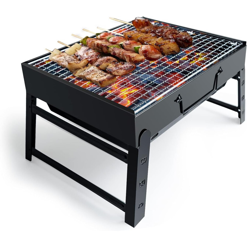 BBQ Barbecue Grill, Portable Folding Charcoal Barbecue Desk Tabletop Outdoor Stainless Steel Smoker BBQ for Picnic Garden Terrace Camping Travel